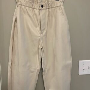 Zara Faux Leather  Beige Pants
